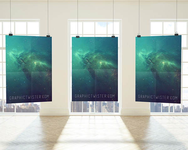 Download Poster Mockup PSD Terbaru Gratis - Premium Triple Poster Frame