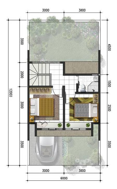  Referensi kita berikutnya yaitu bagan rumah minimalis dengan lebar lahan  2 Denah rumah minimalis ukuran 6x12 meter 2 kamar tidur 2 lantai + tampak depan