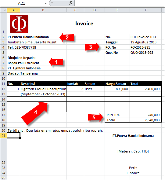 Contoh invoice terlengkap