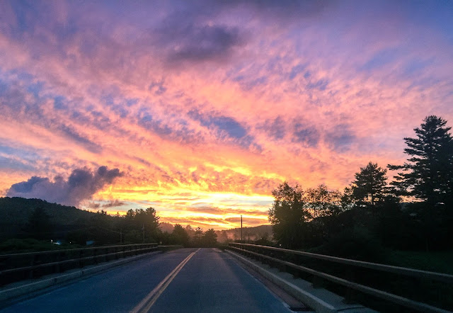 Sunset over Hoffman Road in Schroon Lake, NY