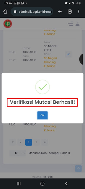 Berhasil Mutasi PGRI