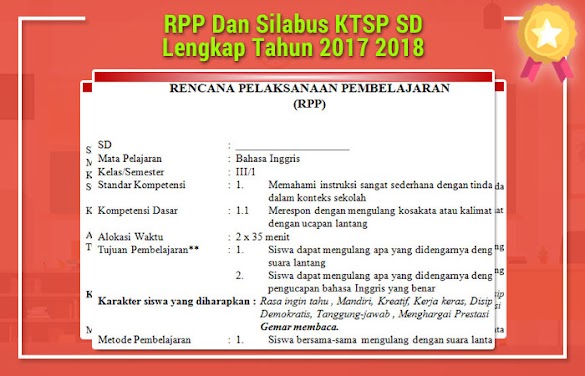 Rpp Dan Silabus Ktsp Sd Lengkap Tahun 2017 2018