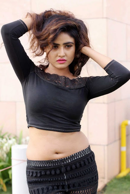 Sony Charistha spicy photoshoot images in black dress