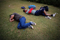 Taking rest near Bangalore ring road