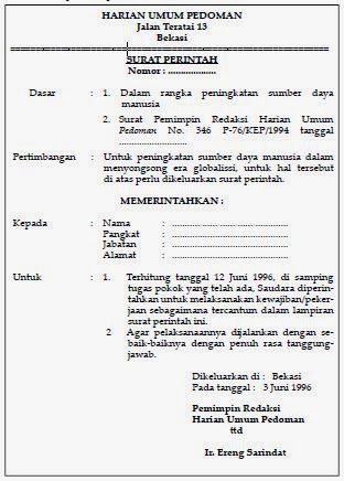 Contoh Surat Perintah Kerja (SPK) Yang Baik dan Benar 