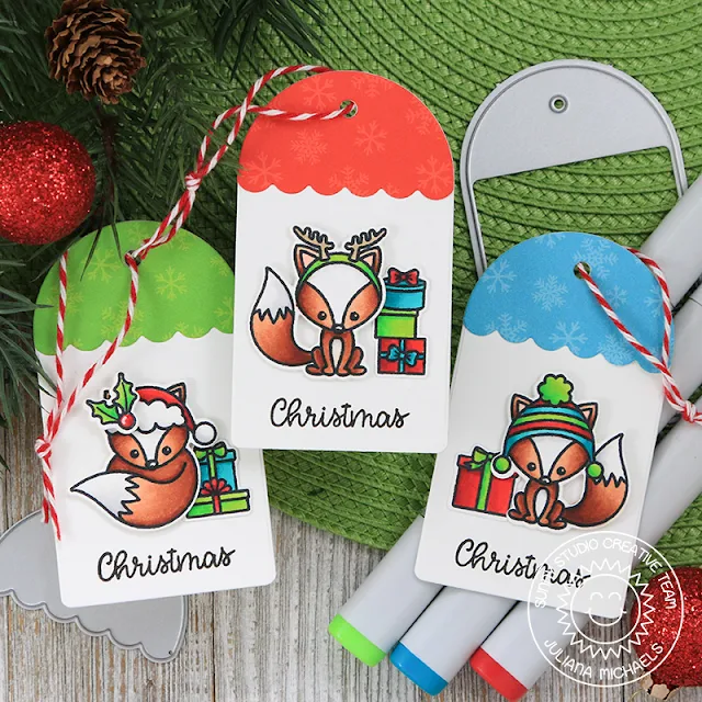 Sunny Studio Stamps: Build A Tag No 1 Foxy Christmas Holiday Cheer Christmas Tag Set by Juliana Michaels