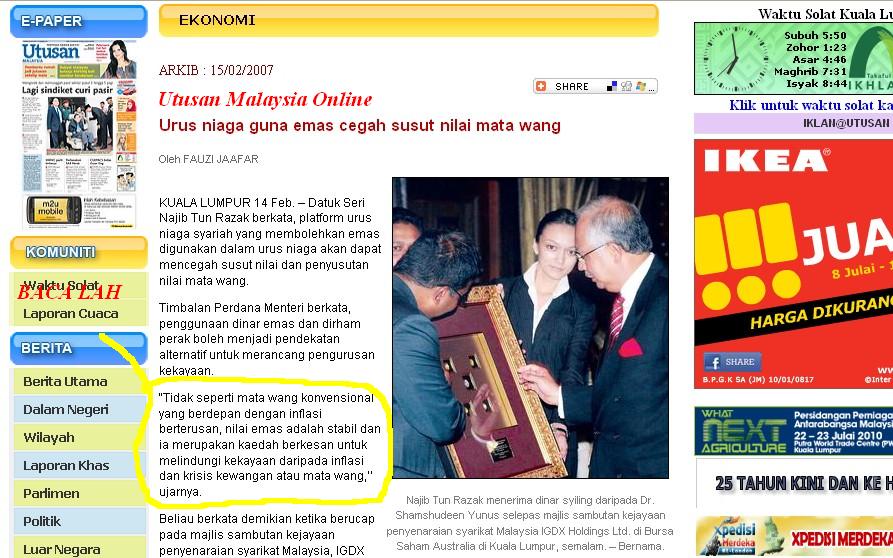 TOKEY EMAS PUBLIC GOLD Surat Khabar Lama!