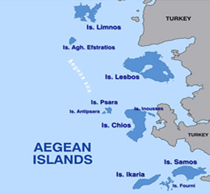 North Aegean Islands Map Province Area