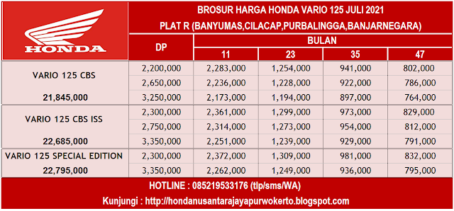 BROSUR HARGA HONDA VARIO 125 JULI 2021 PURBALINGGA