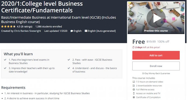 [100% Off] 20201College level Business CertificateFundamentals Worth 19,99$