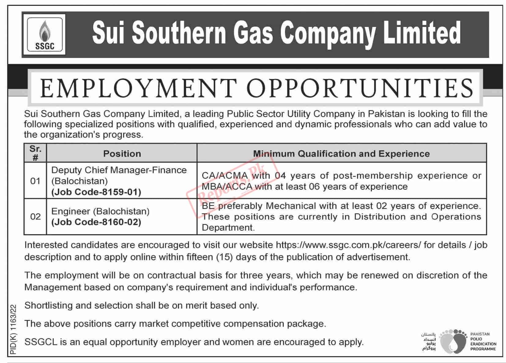 Sui Southern Gas Company - SSGC jobs 2022