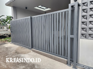 Pintu Pagar Besi Double Sliding pesanan Bpk Imung di Bojong Sari Depok