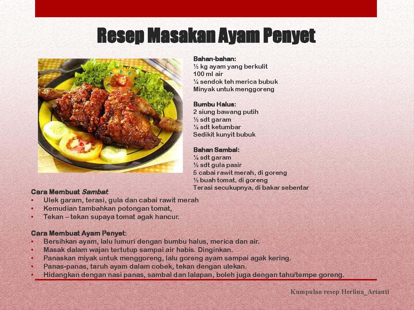 EL RASYAD World Resep  Masakan Ayam  Penyet