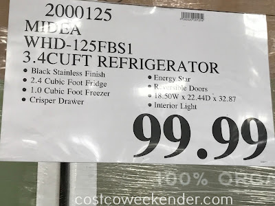 Deal for the Midea WHD-125FBS1 3.4 cu ft Double Door Compact Refrigerator at Costco