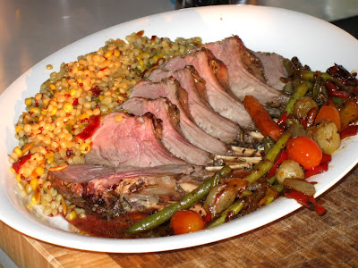 Lamb chops with mixed vegetables and grain blend