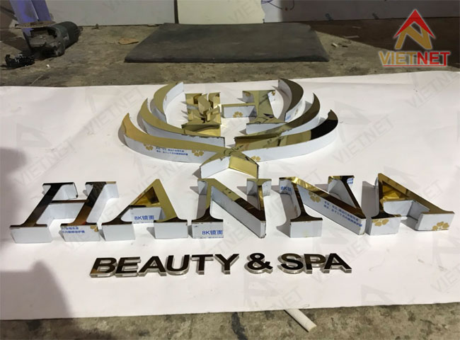 Gia công chữ inox vàng Hanna Beauty Spa