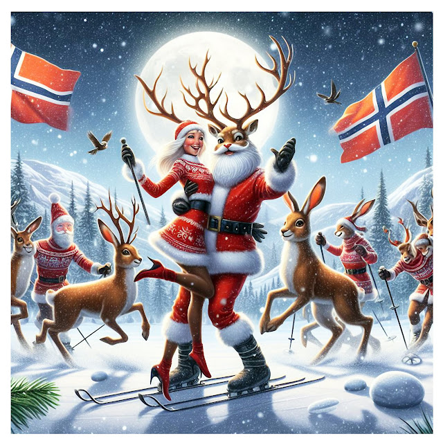 «Romantisk» julekort laga med kunstig intelligens  fra «Sandvika» i Verdal.