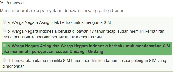 Contoh Soal Ujian teori SIM A dgn Kunci Jawaban Oktober 2018