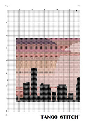 North Dakota state map skyline silhouette cross stitch - Tango Stitch