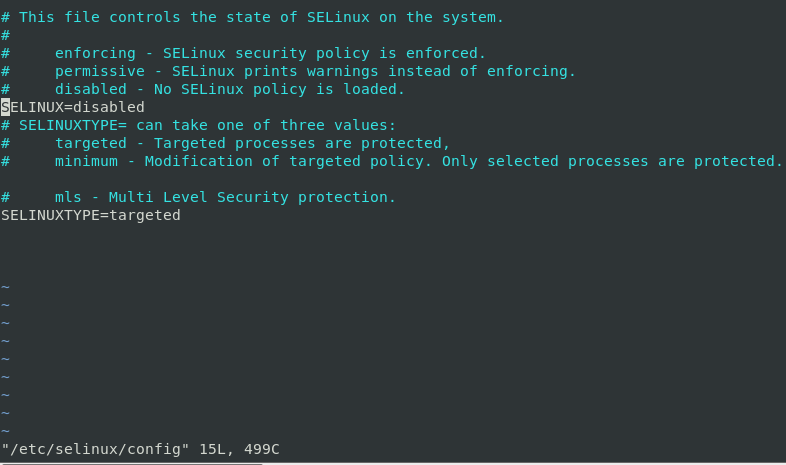 config file of SELinux