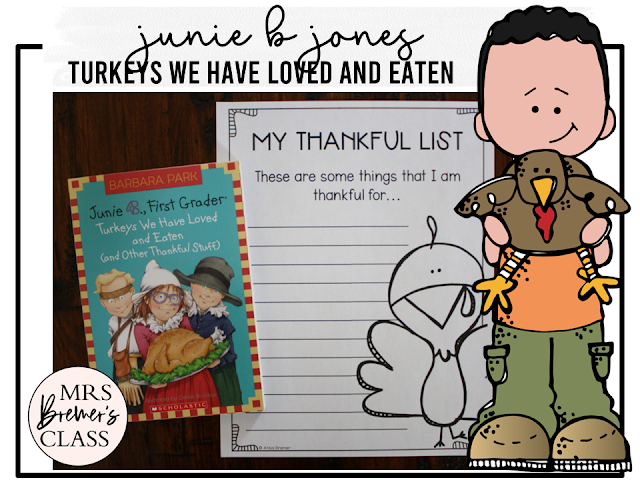Junie B Jones Turkeys We Have Loved and Eaten book activities unit, reading printables, literacy companion activities for First Grade and Second Grade