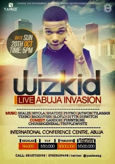 Wizkid Performs for Empty Seats Yesterday at Wizkid's Live Abuja Invasion
