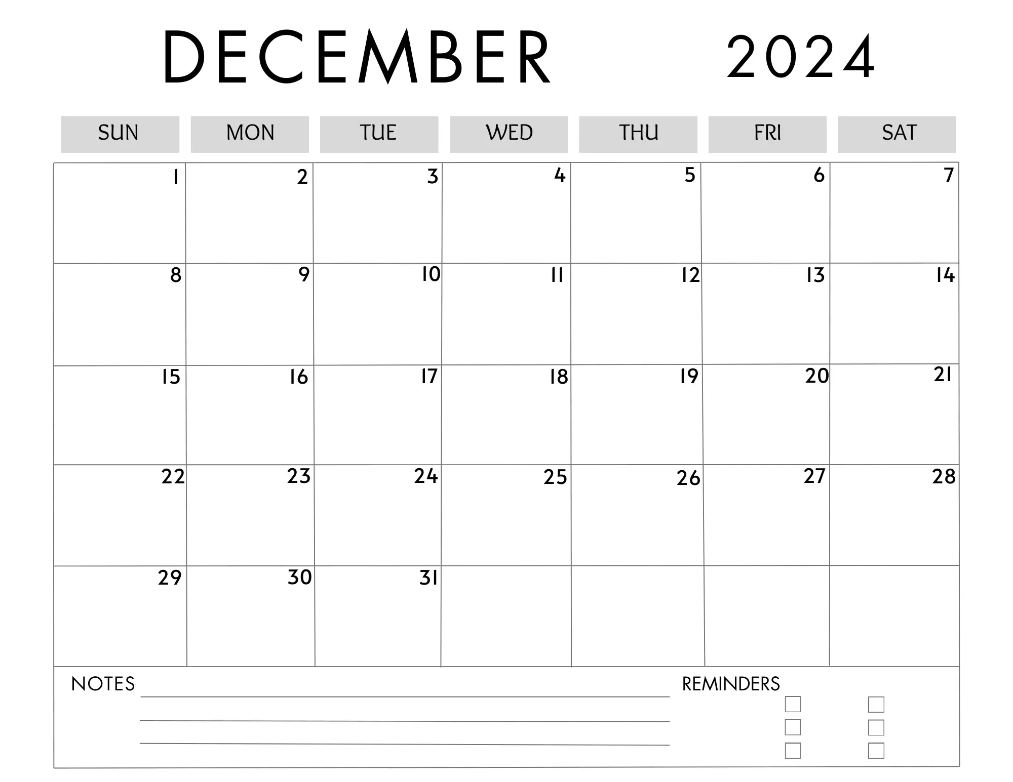 december 2024 calendar printable