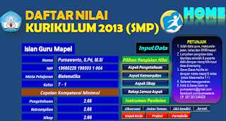  ini dibuat untuk memenuhi kebutuhan guru dalam melakukan penilaian hasil belajar siswa da Aplikasi Format Daftar Nilai Kurikulum 2013 Revisi SMP/ MTs