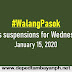 #WalangPasok: Class suspensions for Wednesday, January 15, 2020