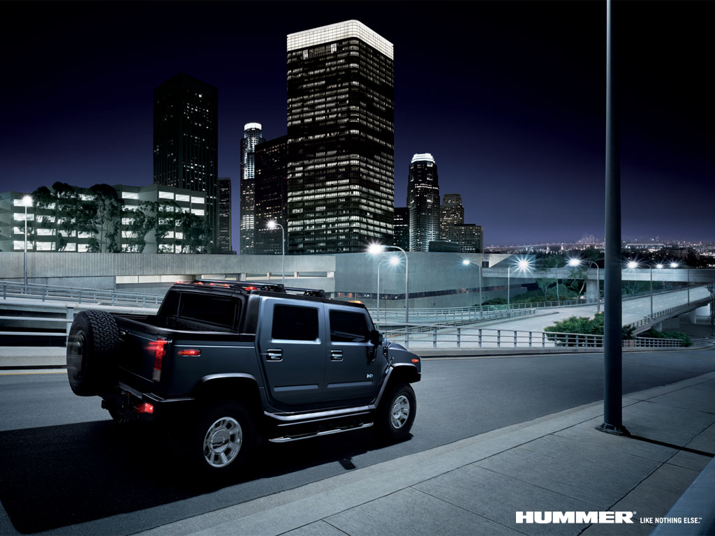Hummer H2 Night City Car Wallpaper | Urban Art Wallpaper