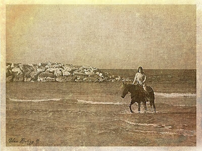 девочка и лошадь, старинная фотография