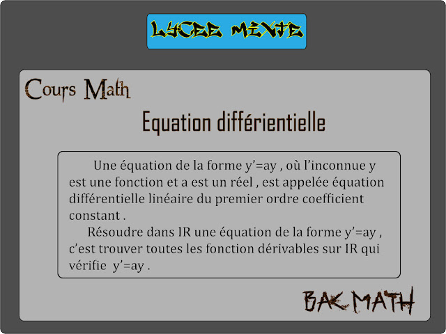 Cours Math - Equation différientielle - Bac Math