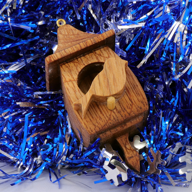 Wood Miniature Birdhouse Ornament, Handmade From Reclaimed Wood and Finished With Mineral Oil and Beeswax Collectable Christmas Tree Decor