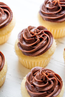 Vanilla cupcakes with chocolate swirl frosting