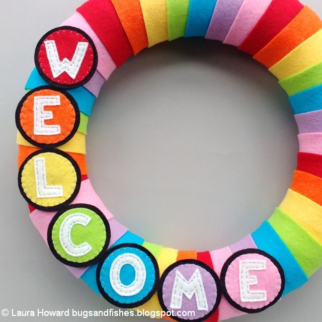 felt rainbow wreath