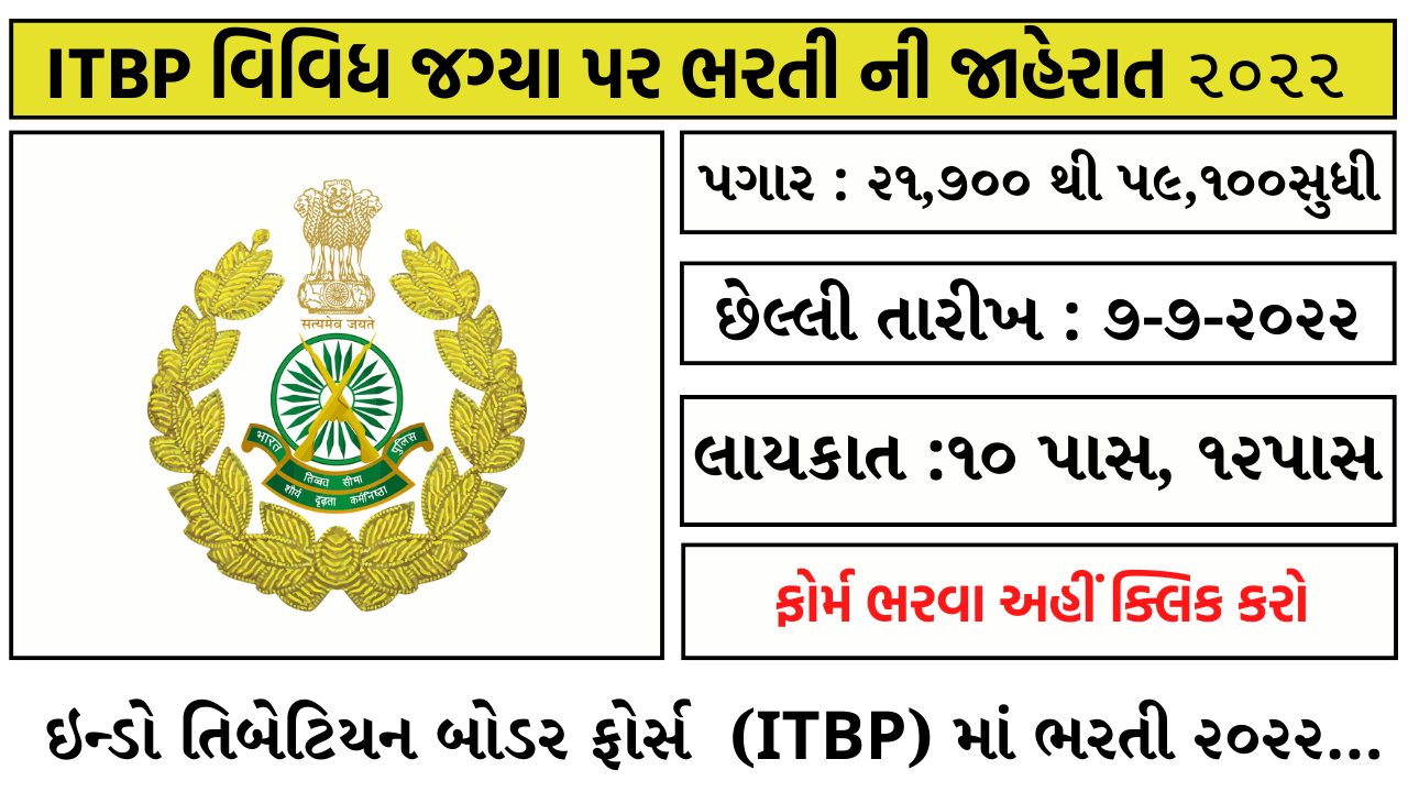 Indo-Tibetan Border Police Force Recruitment 2022