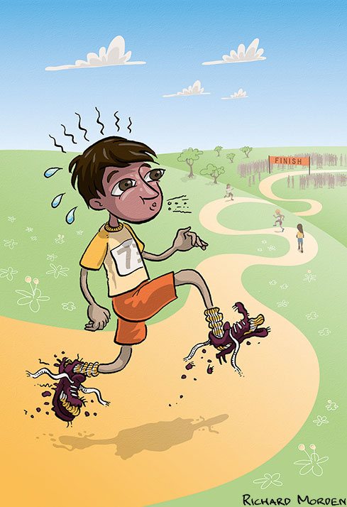 illustration of a boy running in a race