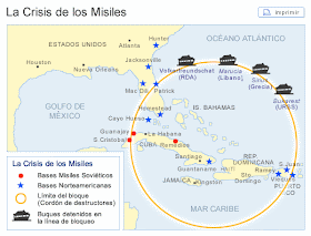 Resultado de imagen de mapa  de la crisis de los misiles en cuba 1962