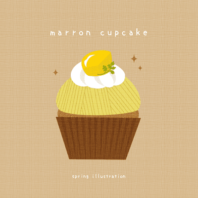 【栗のカップケーキ】秋のスイーツのおしゃれでシンプルかわいいイラスト
