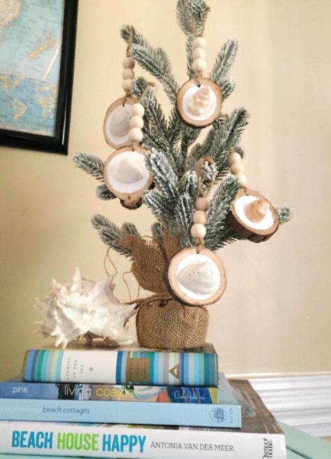 DIY Wood Slice Shell Ornaments