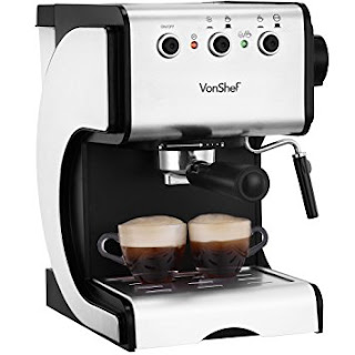 VonShef 15 Bar Pump Espresso Coffee Maker Machine Stainless Steel  Create Espressos Lattes Cappuccinos  More!