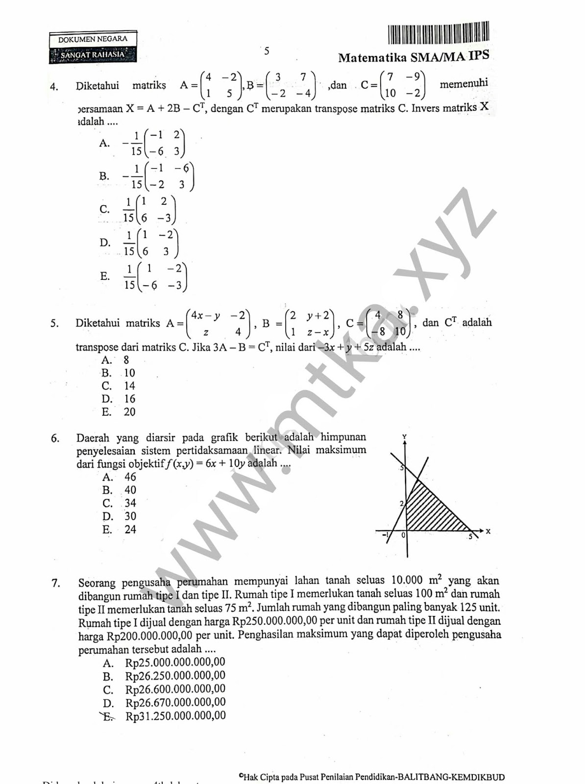 Soal Un Matematika Sma Ips 2019 Matematika