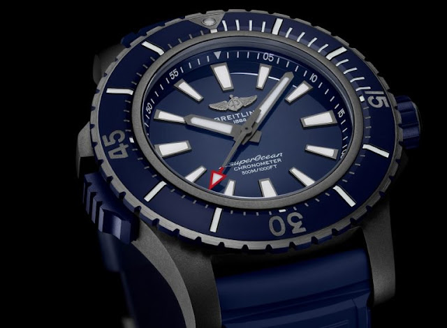 Réplique de montres Breitling Superocean Chronometer lunette en céramique bleue en acier inoxydable pour avril