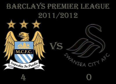 Manchester City (4) vs (0) Swansea City Barclays Premiership Results