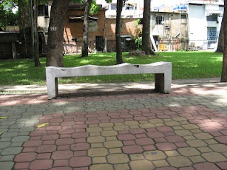 a stone bench in Giadinh Park in Hochiminh City