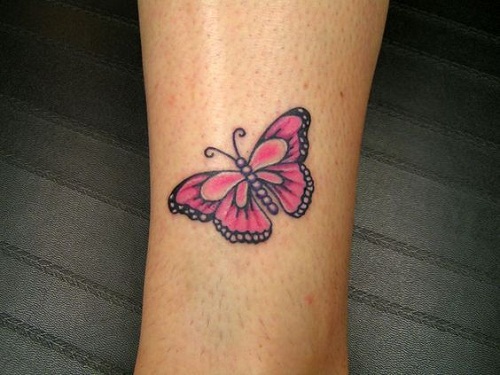 Cor-De-Rosa De Pulso Tatuagem De Borboleta