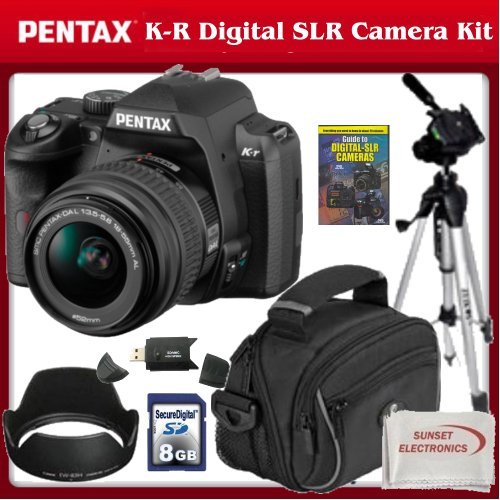 Pentax K-r Digital SLR Camera with 18-55mm Lens (Black) + SSE Accessory Package Including 8GB SDHC Memory Card, Jump Start Guide To SLR, Carrying Case, Full Size Tripod And SSE Cleaning Cloth