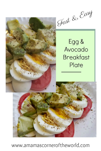 egg avocado and tomato breakfast plate