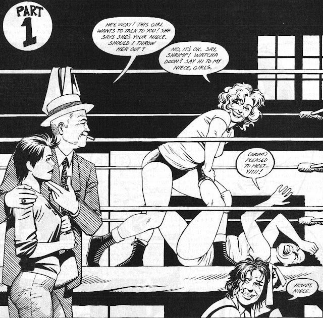 Love and Rockets Vicki Glori wrestling art