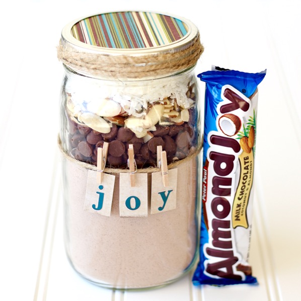 almond joy cookies in a jar
